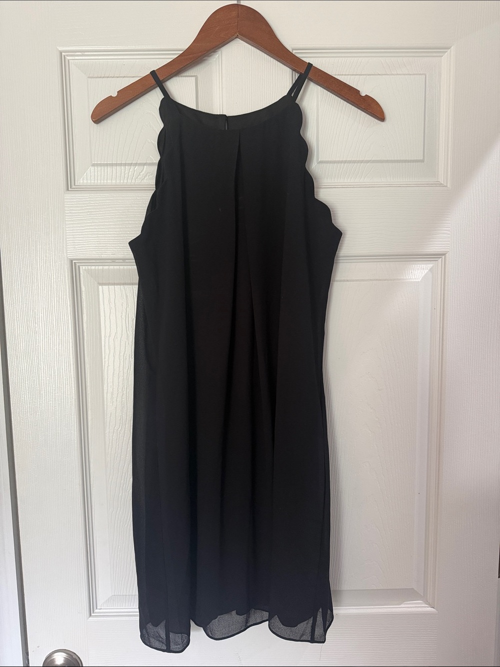 A. Byer Black Scalloped Halter Mini Dress